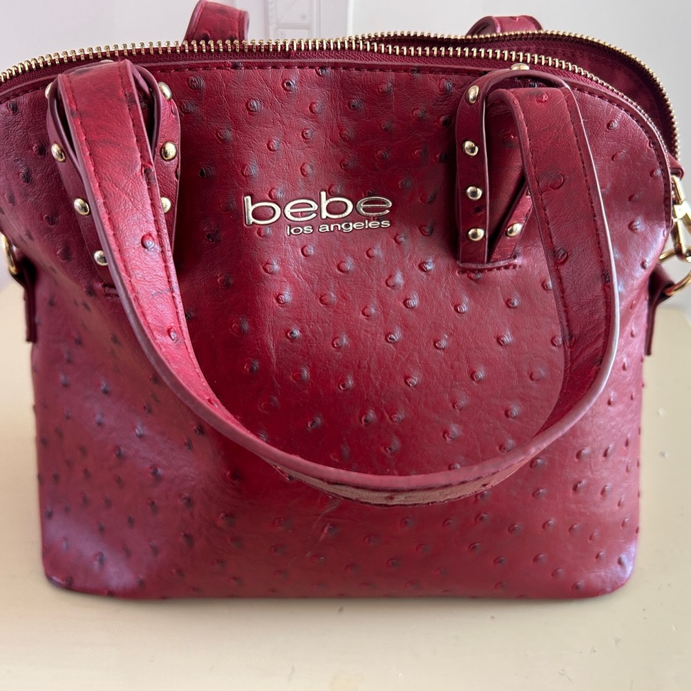 bebe Red Textured Shoulder Bag